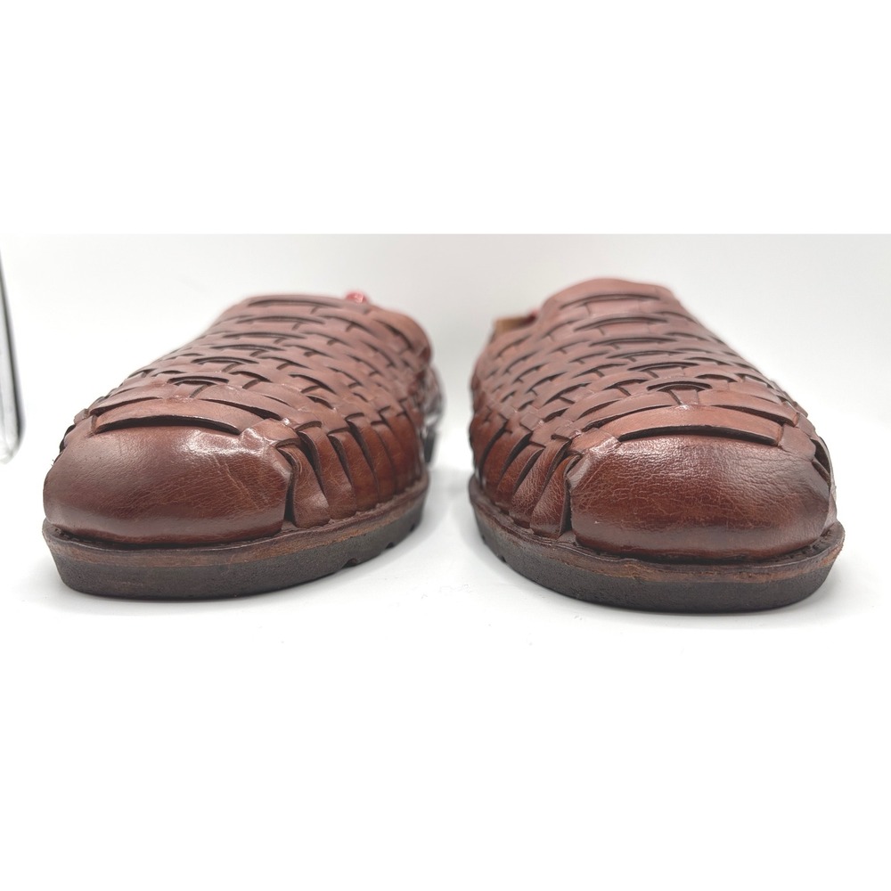 Nordstrom Handwoven Men's Brown Leather Huarache Woven Sandals Shoes Size 13 - Picture 6 of 16